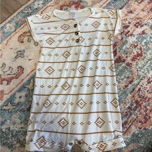 Lou Lou & Company Cream and Brown Patterned Bodysuit